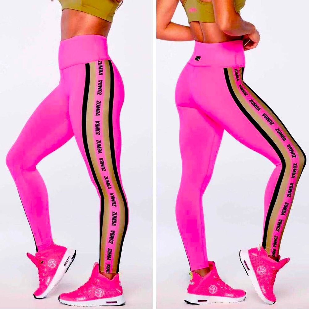 Zumba Pink Neon High waisted ankle leggings